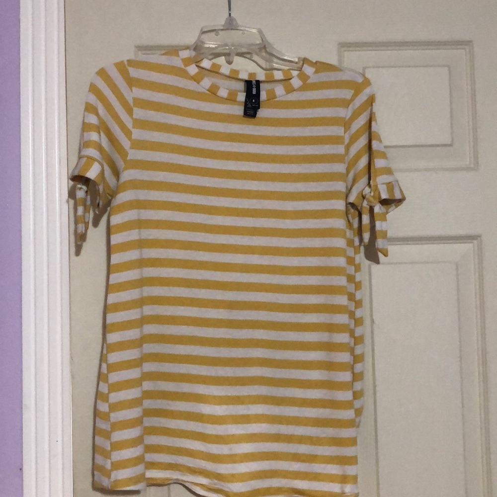 striped shirt with knots on sleeves